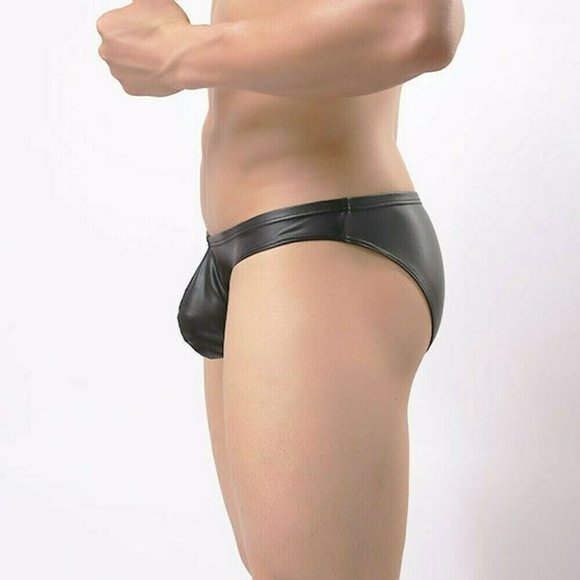 NEW MEN'S BLACK RUBBERIZED FABRIC, DEEP POUCH SWIM BRIEF SIZE XL, FITS: 36"-40" - Picture 8 of 8